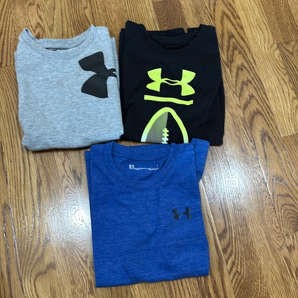 Under Armour Kids' Tees - Gray, Black, Blue, and Yellow